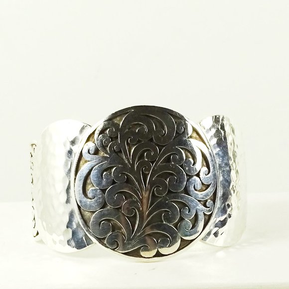 Lois Hill | Jewelry | Lois Hill Sterling Silver Hammered  LOIS HILL Sterling Silver Hammered Scroll Design Cuff Bracelet 7\